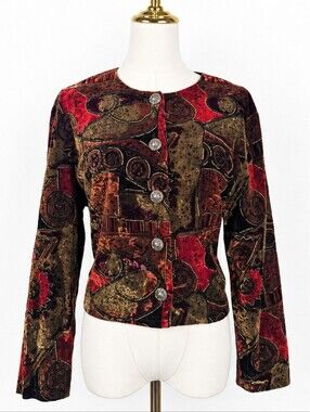 Vintage Paquette Art to Wear Velvet Jacket M Whimsigoth Abstract Statement 90s
